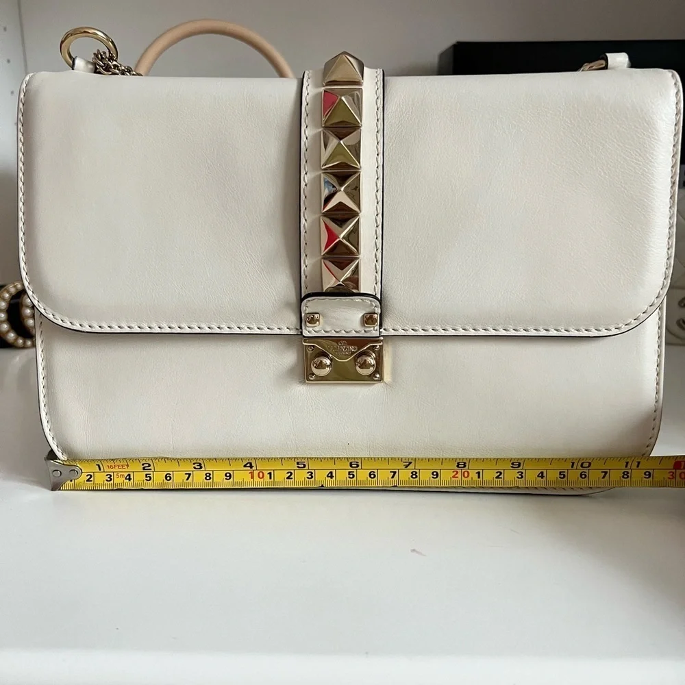 Valentino Garavani Medium White Glam Lock Flap Bag